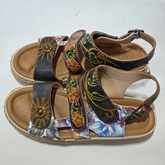 L'artiste Yahima Espadrilles Boho Multicolor Floral Casual Platform Sandal Sz 38 - Picture 4 of 11